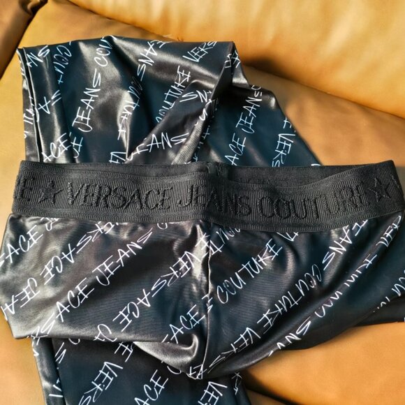 SOLD Versace Jeans Couture Logo Band Leggings Black - Size 40 (US 4) - $225 MSRP - Picture 2 of 8